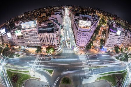 Buenos Aires, Argentina - May 4 2015: Rush hour and traffic on the sreets of Buenos Aires city. This photo shows the 9 de Julio Avenue.のeditorial素材