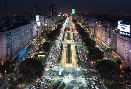 Buenos Aires, Argentina - May 4 2015: Rush hour and traffic on the sreets of Buenos Aires city. This photo shows the 9 de Julio Avenue.のeditorial素材