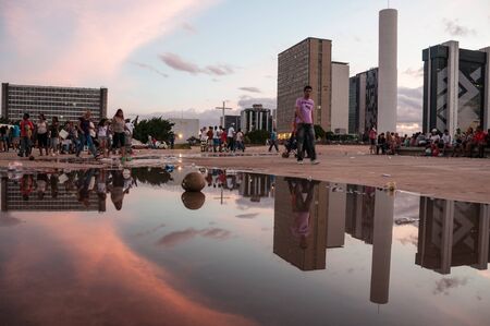 Brasilia, Brazil - April 24 2009: Brazilians going out and walking in Sunday. Culture of Brasilia, capital of Brazil.のeditorial素材