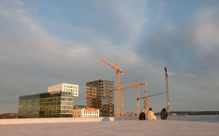 Oslo, Norway - November 21 2009: Construction of modern buildings in Oslo.のeditorial素材