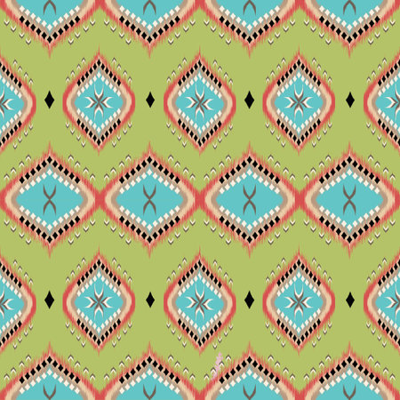 Ikat geometric folklore ornament. Seamless pattern Figure tribal embroidery. Folk pattern. Ikat...