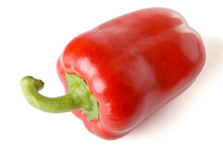 There is a red bulgarian sweet pepper on the white backgroundの写真素材
