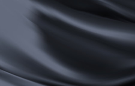 Abstract background luxury texture Black creased fabric, wrinkled wave curve modern cover backdrop wallpaper.vector illustration.のイラスト素材