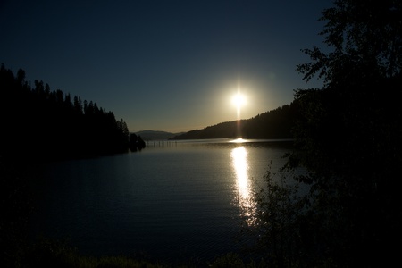 Coeur d Alene lake at dusk  5 の写真素材