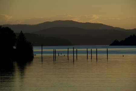 Coeur d Alene lake at dusk  3 の写真素材