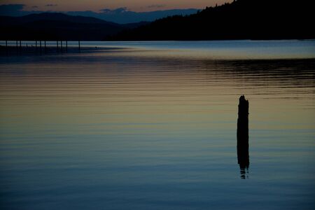 Coeur d Alene lake at dusk  2 の写真素材