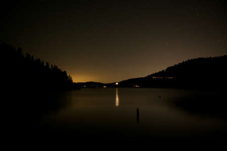 Night at Coeur d Alene lakeの写真素材