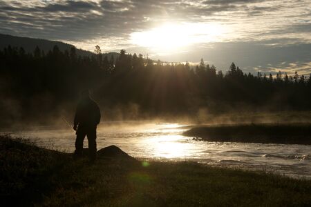 Fly fishing at dawn  2 の写真素材