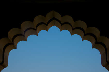 Blue sky under Indian archの写真素材