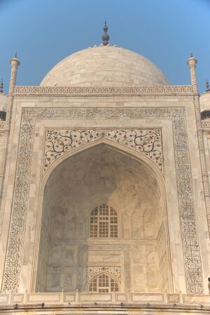 Close-up of front of Taj Mahalの写真素材