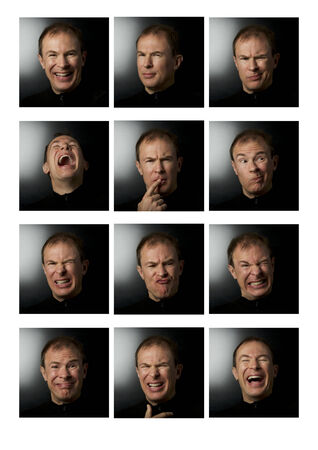 Twelve self-portraits with different looksの写真素材