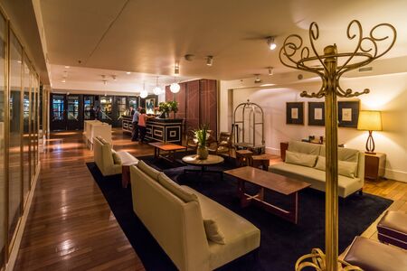 Lobby of modern hotel with coat standのeditorial素材