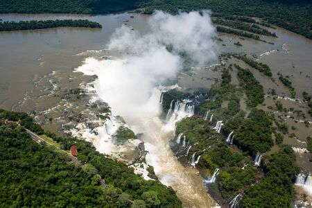 Aerial view of Iguazu Falls in sunshineの写真素材