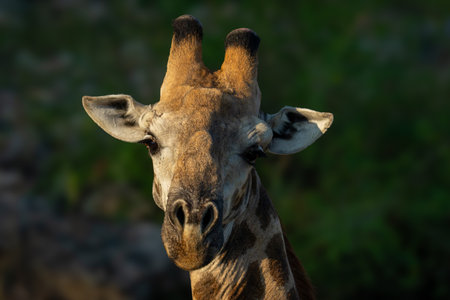 Close-up of male southern giraffe cocking headの写真素材