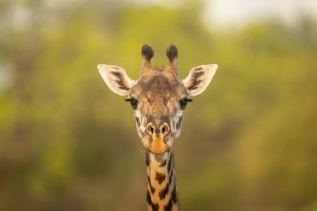 Close-up of Masai giraffe staring toward camera