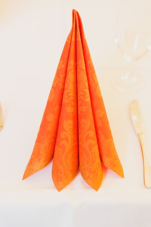 Orange paper napkinの写真素材
