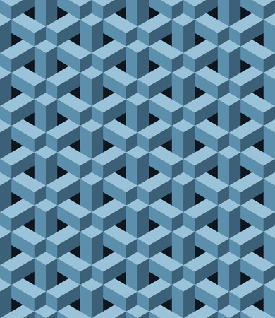 Seamless pattern with blue three dimensional shapesのイラスト素材
