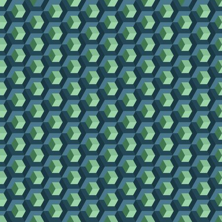 Blue and green cubes three dimensional patternのイラスト素材