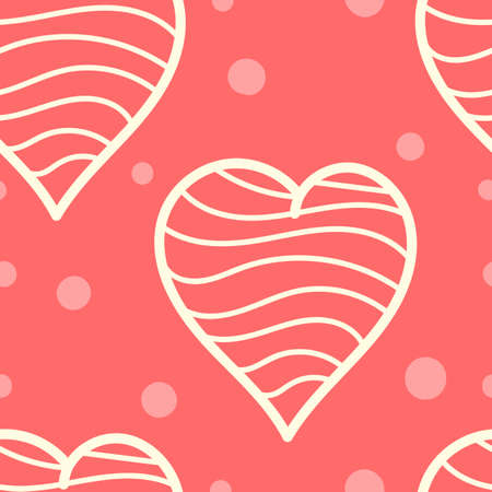 Romantic pattern with hand drawn heartsのイラスト素材