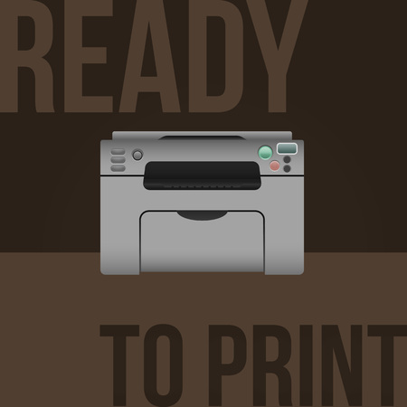 Vector laser printer on background with sample text.