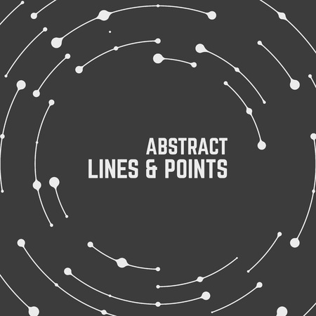 Vector black dot background. Abstract shape pattern. Technology monochrome background for web and print design. Random circle shapes. Big and small black points. Illustration with black dots ray.のイラスト素材