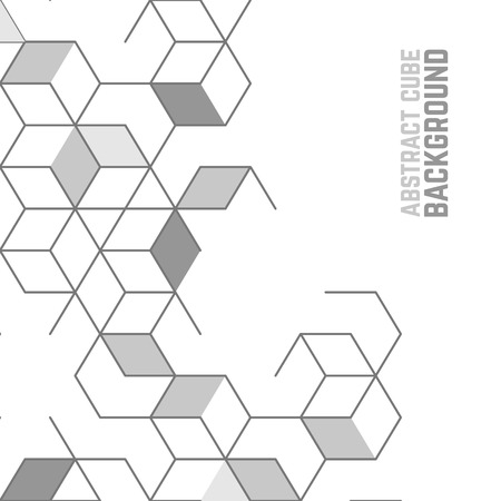 Vector abstract background with cube cell. Modern technology illustration with square mesh. Digital geometric abstraction with lines and points.のイラスト素材