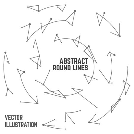 Vector orbit lines. Modern pattern with round stripes and points. Abstract crossing circle lines. Stylish lines and points technology illustration. Isolate digital elements and text template.のイラスト素材