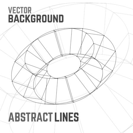 Black and white modern lines abstract vector background.  Modern geometric circle shapes. Polygonal wireframe elements. Lines and dots. Connection points and lines.のイラスト素材