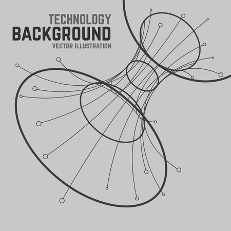 Black and white modern lines abstract vector background.  Modern geometric circle shapes. Polygonal wireframe elements. Lines and dots. Connection points and lines.のイラスト素材