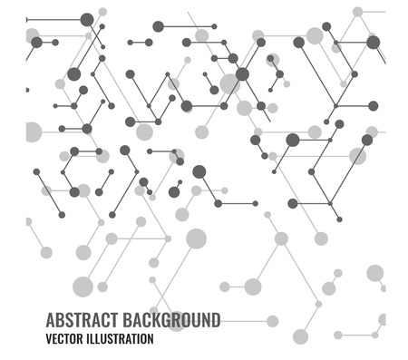 Vector abstract mesh and dots background. Modern technology illustration with digital lines. Geometric abstraction stripes, points. Cube cell. Network connection concept.のイラスト素材