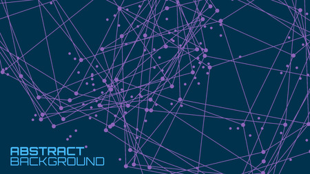 abstract futuristic background. Modern technology illustration with square mesh. Digital geometric abstraction with lines and points. Cube cell. Business information layout.のイラスト素材