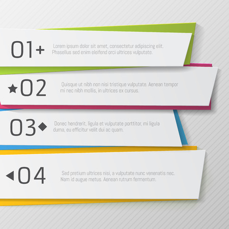 Modern paper numbered banners, color Design template. Can be used for infographics, graphic, brochure, education or project bookのイラスト素材