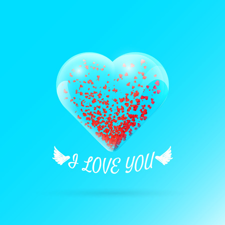 Valentines day background with particles within glass heart. Vector illustration for your greeting or invitation card, poster, flyer, other design.のイラスト素材
