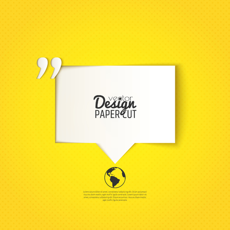 Quote bubble with quotation mark on yellow background. Vector design for presentations, offers or your text messagesのイラスト素材