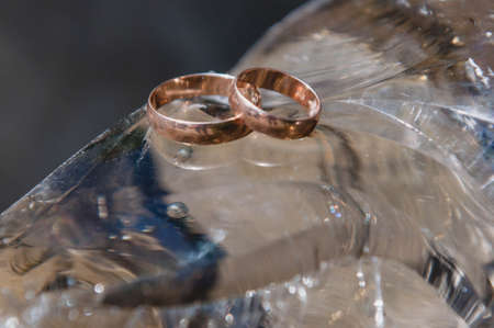 beautiful golden wedding rings for married peopleの写真素材