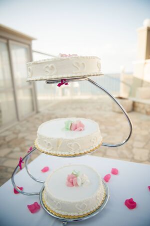 A delicious looking wedding cakeの写真素材