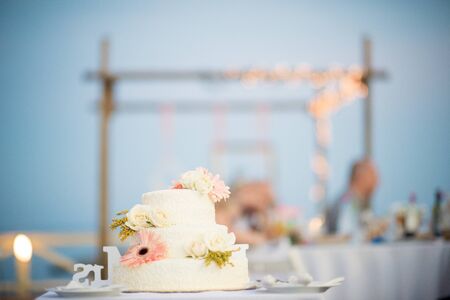 A delicious looking wedding cakeの写真素材