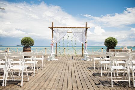 A stunning outdoor wedding ceremonyの写真素材