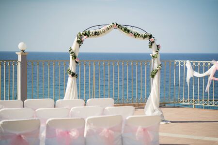 A stunning outdoor wedding ceremonyの写真素材