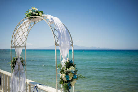 A stunning outdoor wedding ceremonyの写真素材