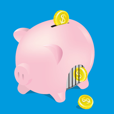 Saving Piggy with Coin, Concept idea, Vector, Illustratorのイラスト素材