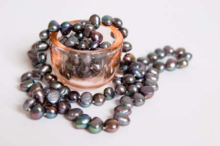 black pearl necklace in the crystal vaseの写真素材
