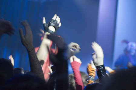 Hands of the rock funs on the concert
