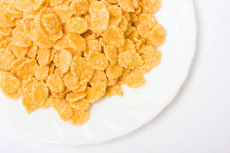 Cornflakes on white background. Healthy food image series