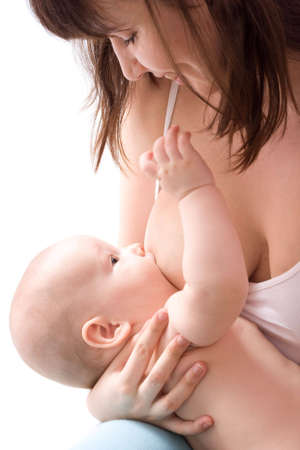 Breastfeeding. Low DOF, on breast and baby's eye
