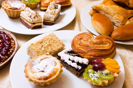 Close-up photo of lots of sweet cookies on the tableの写真素材