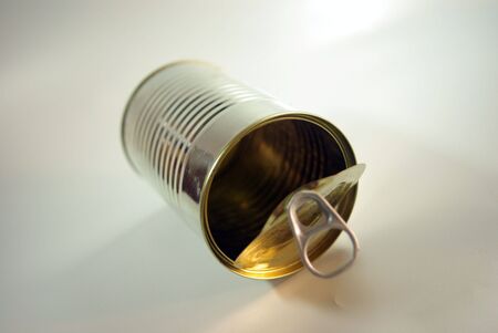 A close-up view over white of an empty canの写真素材