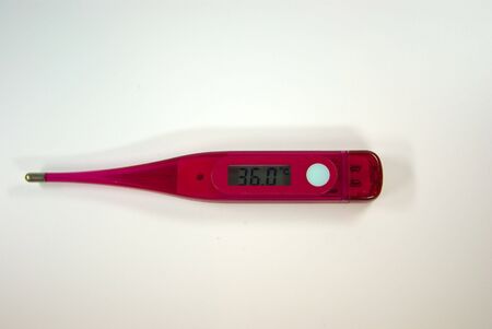 A close-up view over white of a Digital Thermometer