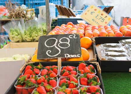Fruit and vegetables at a market stallのeditorial素材
