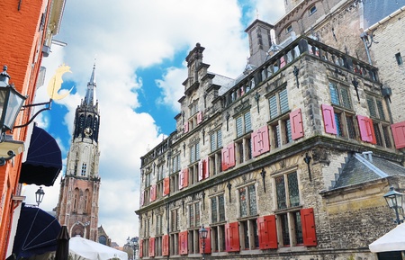 The Church and Town Hall of Delft. Netherlandsのeditorial素材
